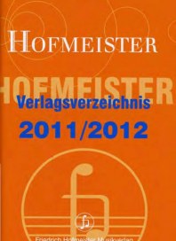 Friedrich Hofmeister Musikverlag Verlagsverzeichnis 2011/2012 Januar 2011 KW52