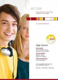 educational consulting & student exchange GmbH Neue Broschüre 2013/14 High School Kanada, Australien