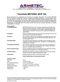 ASMETEC GmbH  technical products & services Trennfolie Metorel MTR 185 Mai 2012 KW21