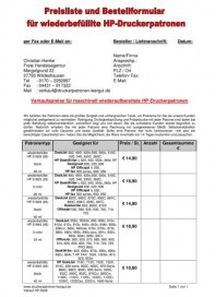 Christian Henke Freie Handelsagentur Preisliste und Bestellformular für wiederbefüllte HP-Druckerpat Christian Henke Freie Handelsagentur Preisliste und Bestellformular für wiederbefüllte HP-Druckerpat