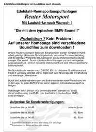 Reuter Motorsport GmbH Information Edelstahlschalldaempfer Juni 2012 KW23