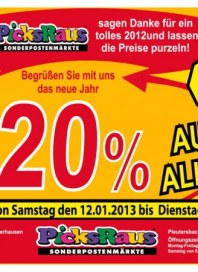 Picks-Raus 20 % auf Alles Januar 2013 KW03 Picks-Raus 20 % auf Alles Januar 2013 KW03