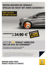 Renault Reifen-Wochen bei Renault März 2014 KW12 Renault Reifen-Wochen bei Renault März 2014 KW12