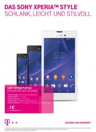 Telekom Shop Das neue Sony Xperia™ Style - Schlank, leicht und stilvoll September 2014 KW37 Telekom Shop Das neue Sony Xperia™ Style - Schlank, leicht und stilvoll September 2014 KW37
