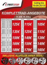 First Stop Reifen Auto Service GmbH Komplettrad-Angebote September 2015 KW36 First Stop Reifen Auto Service GmbH Komplettrad-Angebote September 2015 KW36
